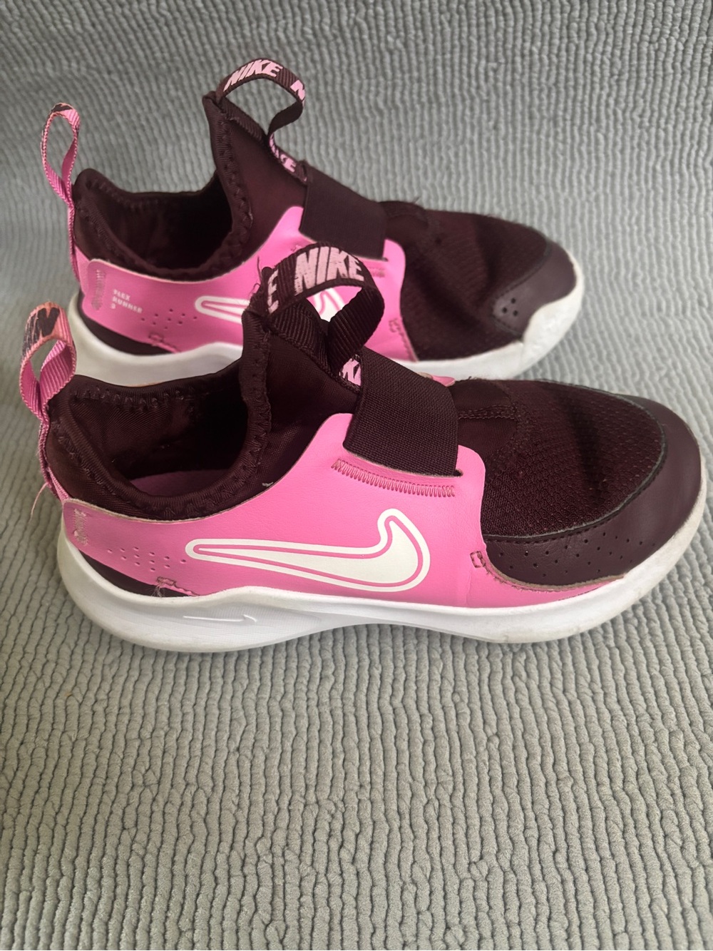 Nike Kids Maroon and Pink Slip-On Athletic Sneakers